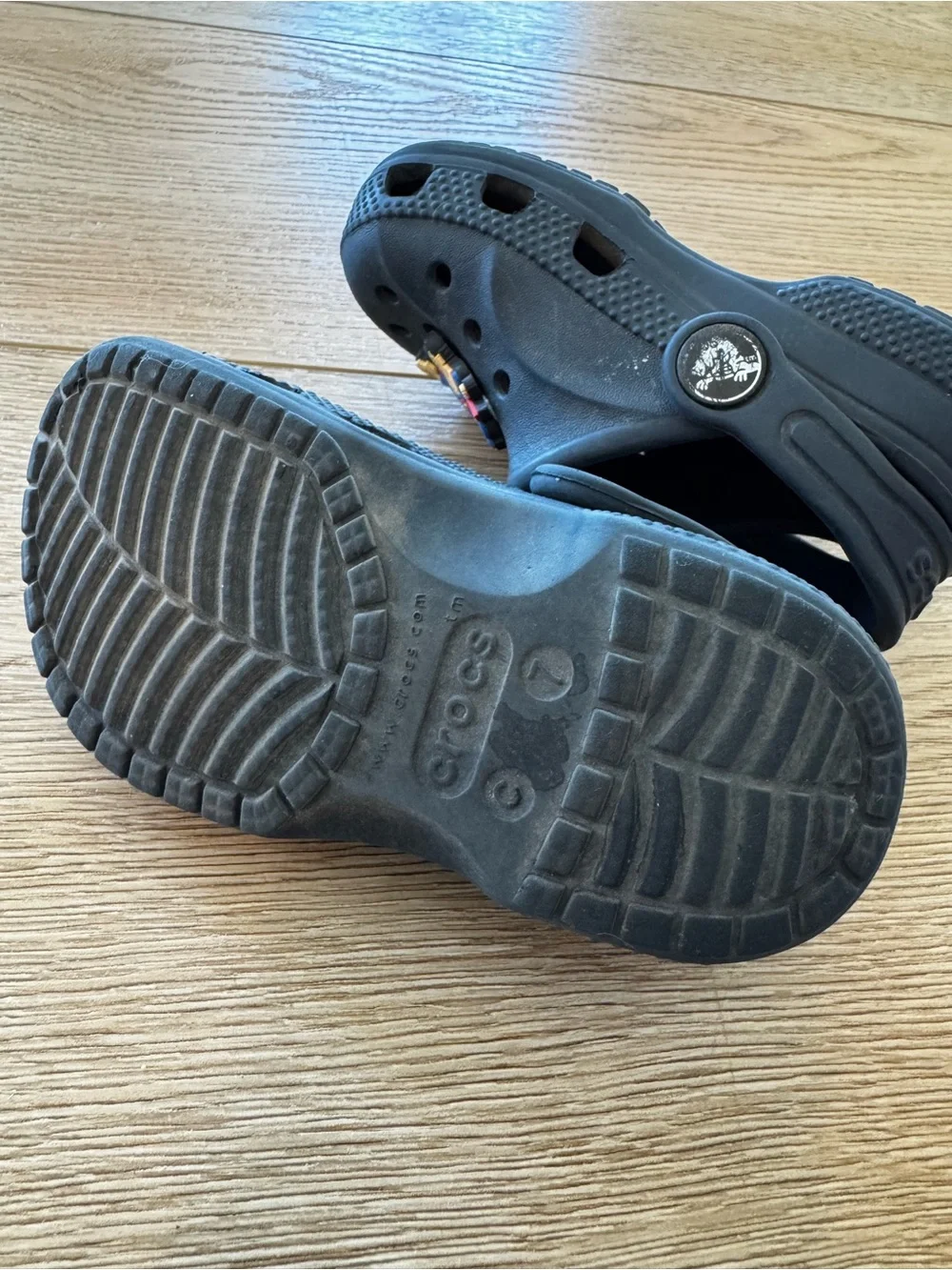 CROCS Kids Navy Blue with Superhero Charms (toddler size 7)